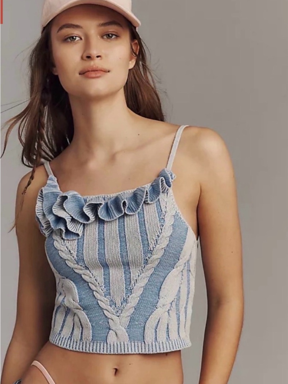 Pilcro Blue  Ruffle Knit Camisole Top